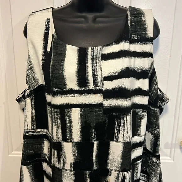 CALVIN KLEIN 👗 LK NW BLACK & WHITE SLEEVELESS TANK MIDI DRESS Women’s Plus 24W - Picture 3 of 7